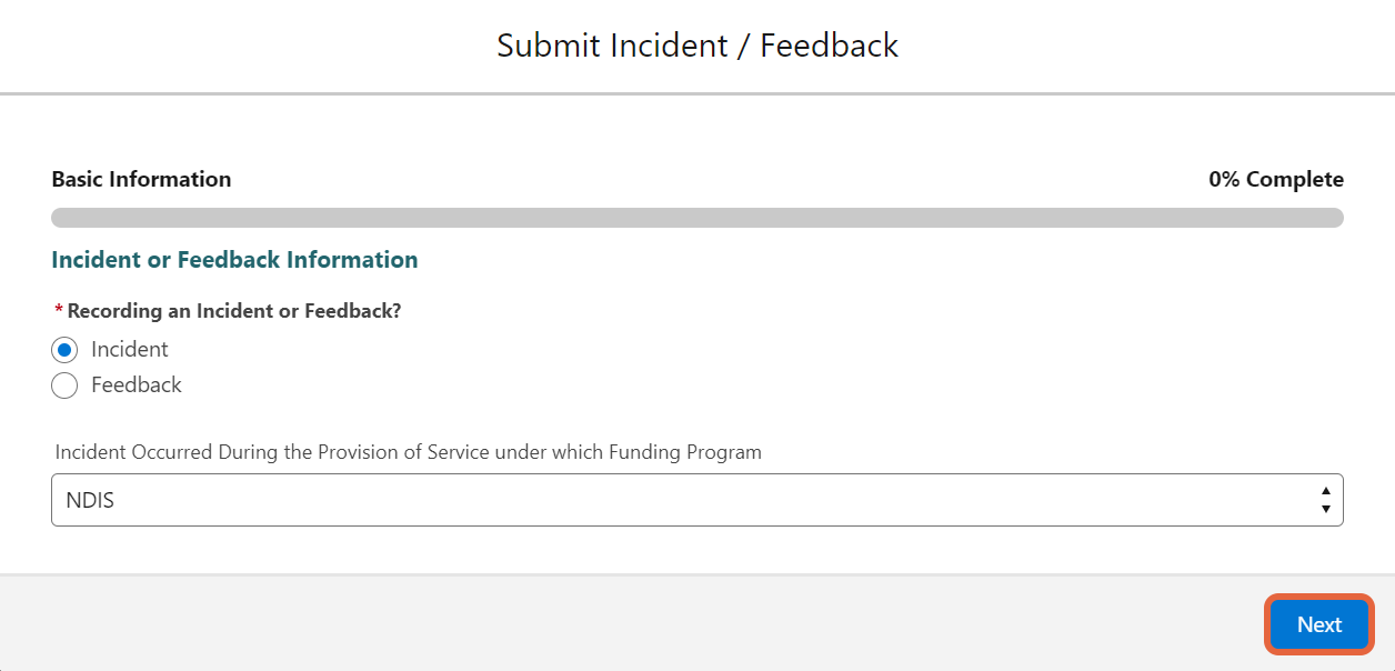Incident and funding management selections