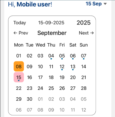 Calendar widget on CM Mobile solution