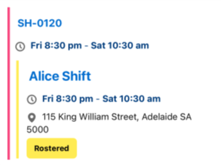 Day names on shift card
