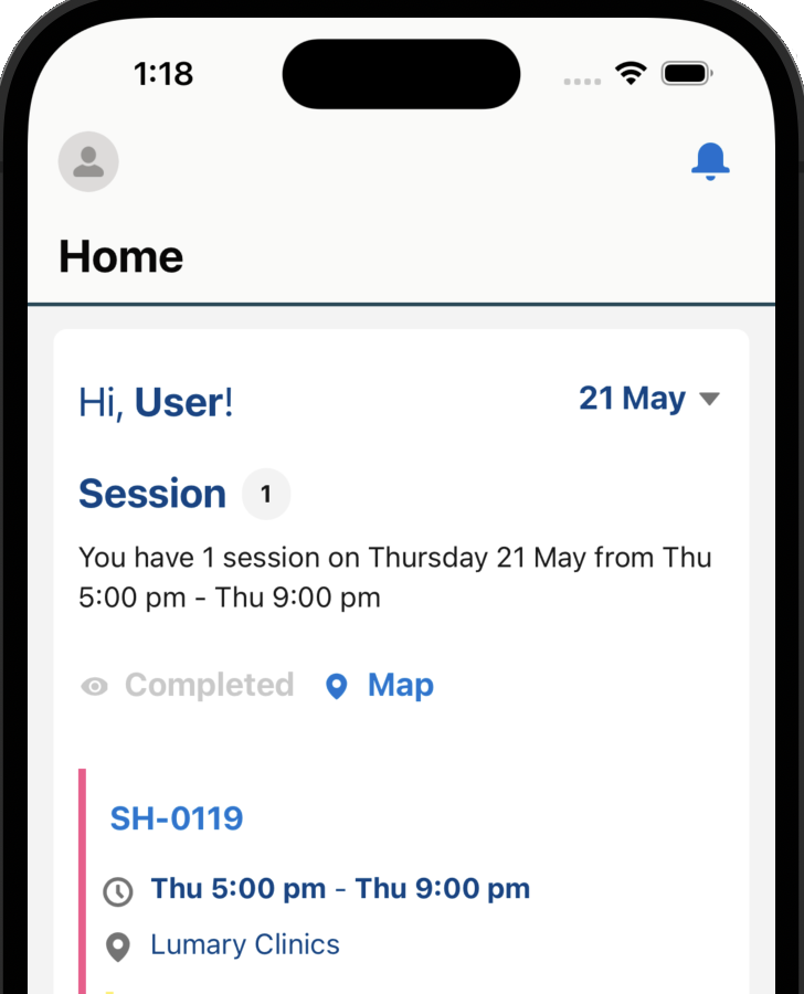 Location (site) names on shift card