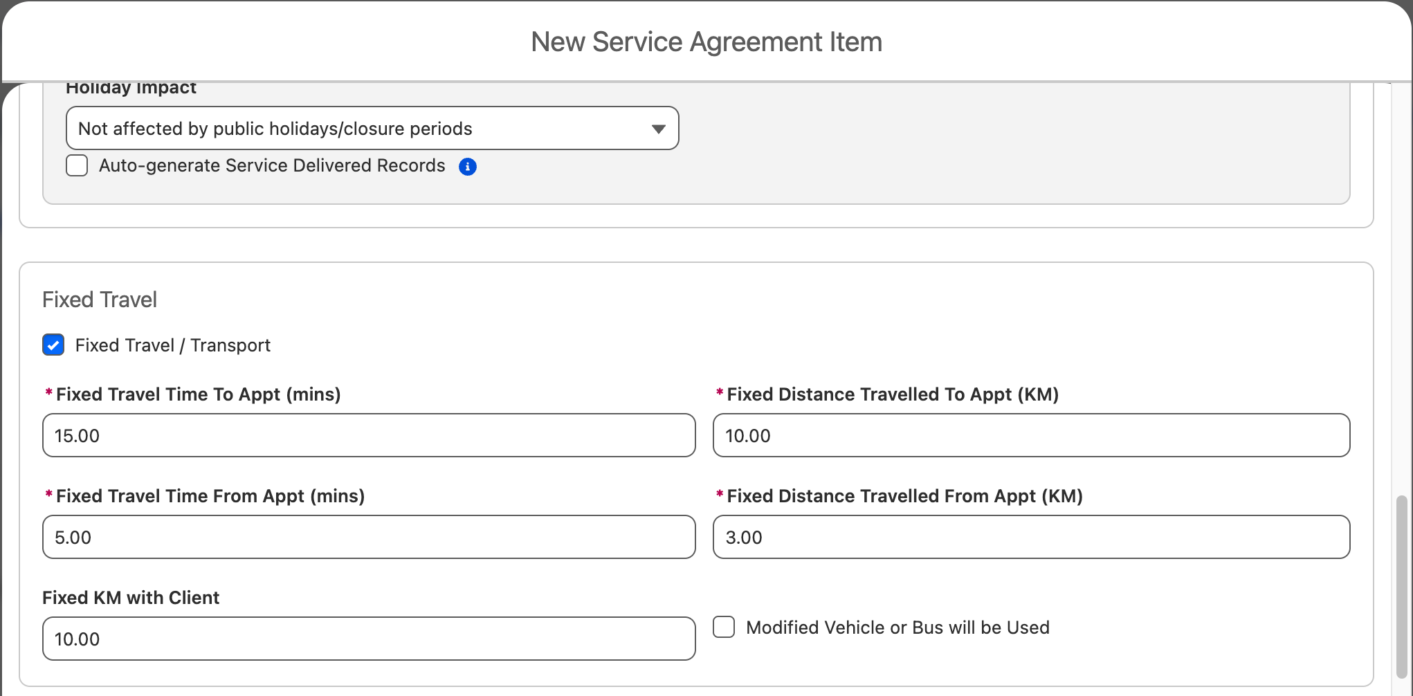Fixed Travel Transport on SAI Modal