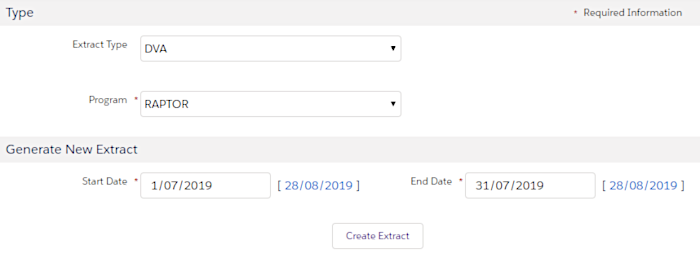 DVA extract form