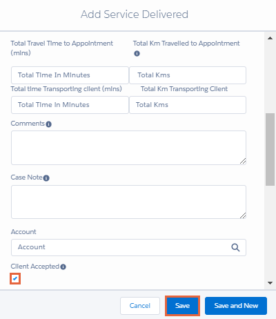 Client accepted field