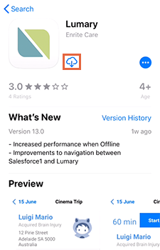 Lumary app download button