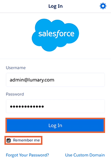 Salesforce login screen