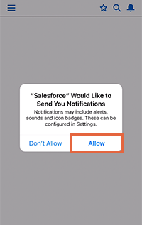 Allow Salesforce notifications screen