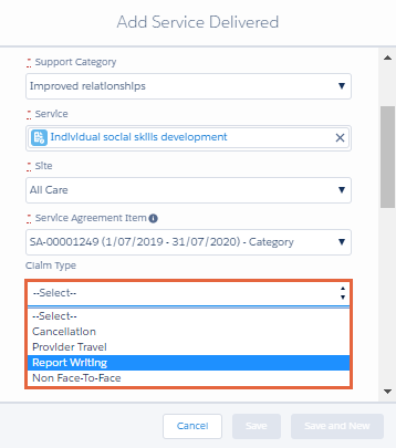 Claim type report writing