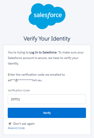 Verify your identity screen