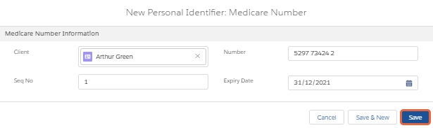 Medicare number form