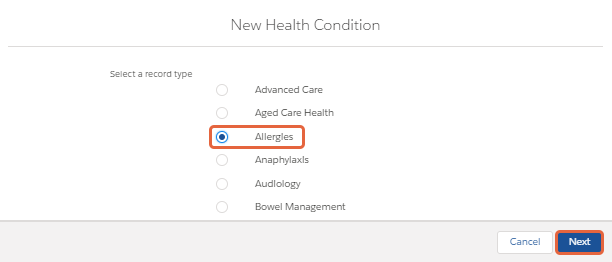 New health condition form