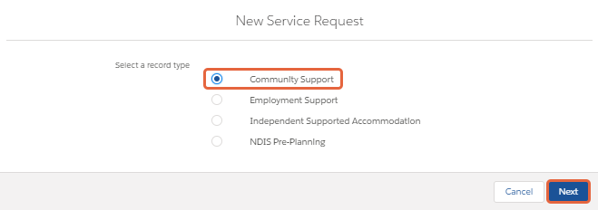 New service request form