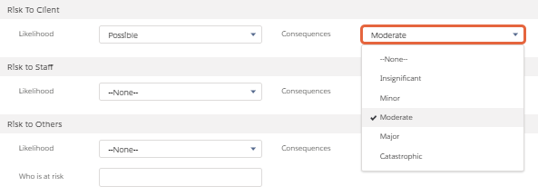 Likelihood and consequences fields