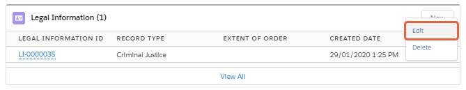 Edit legal information button