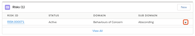 Edit risks drop-down arrow