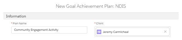 New goal achievement plan form