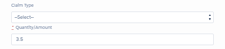 Claim type and quantity fields