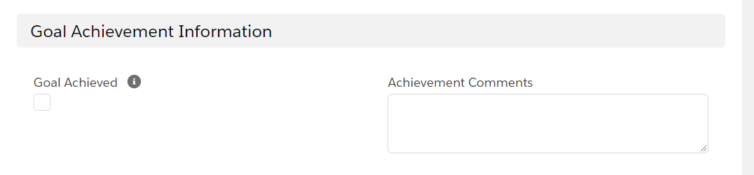 Goal achievement information section