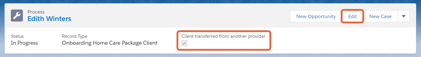 Client transferred field