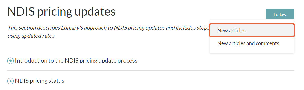 Follow options