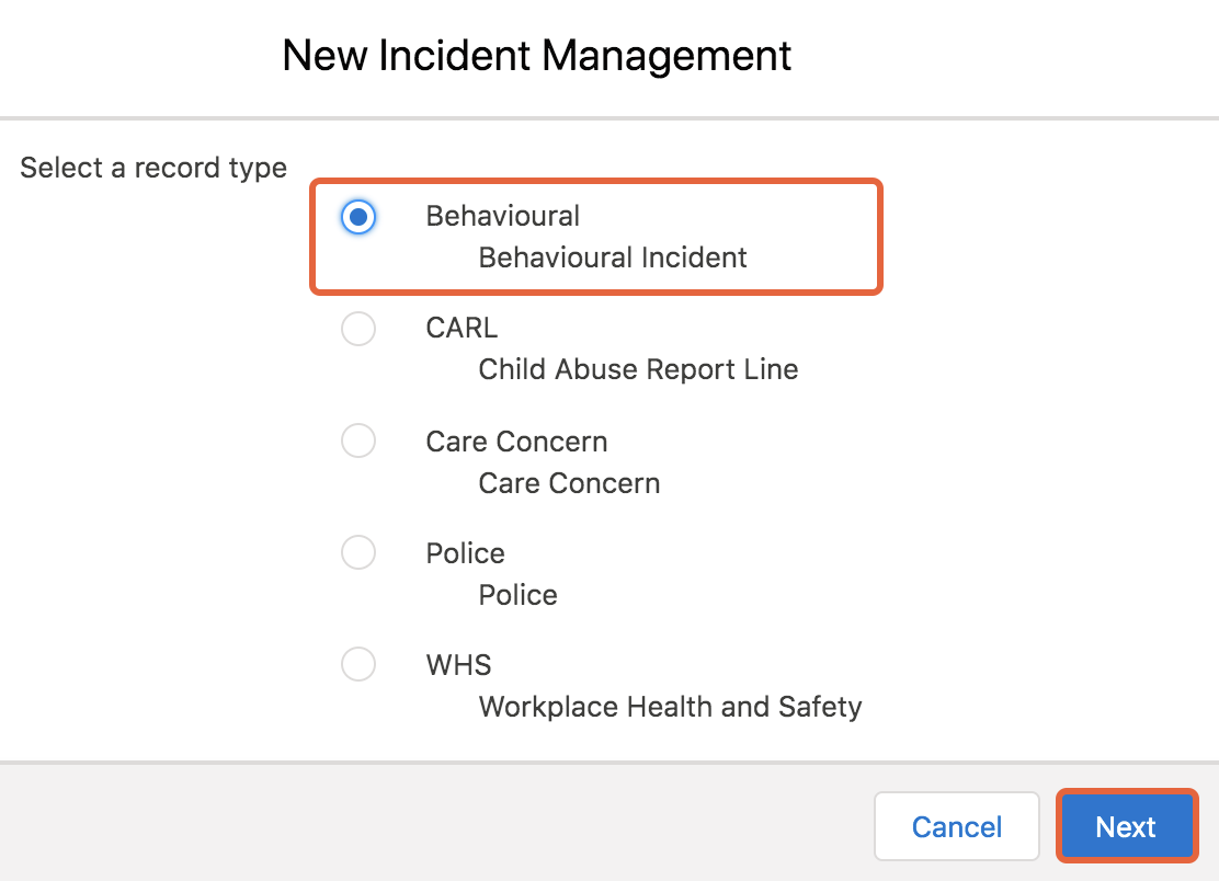 List of new incident management forms