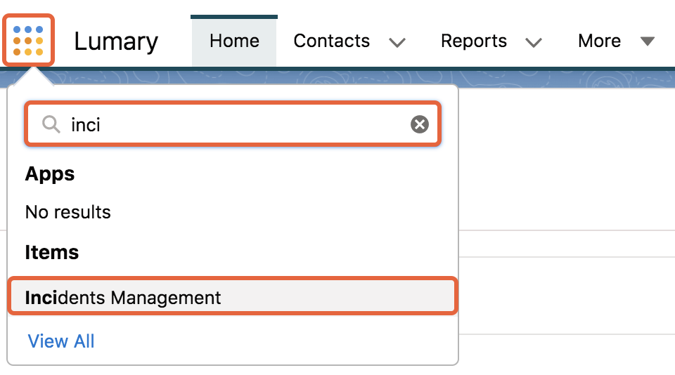 App launcher incidents management