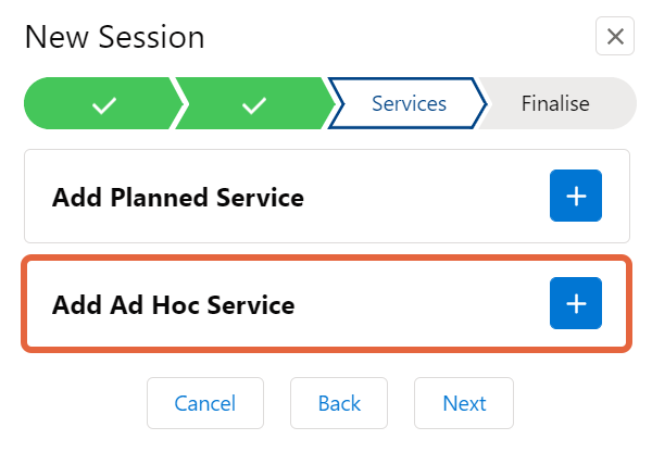 Add ad hoc service button