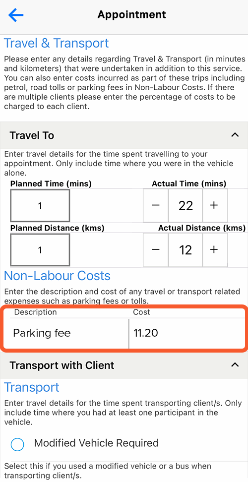 Travel to non labour costs