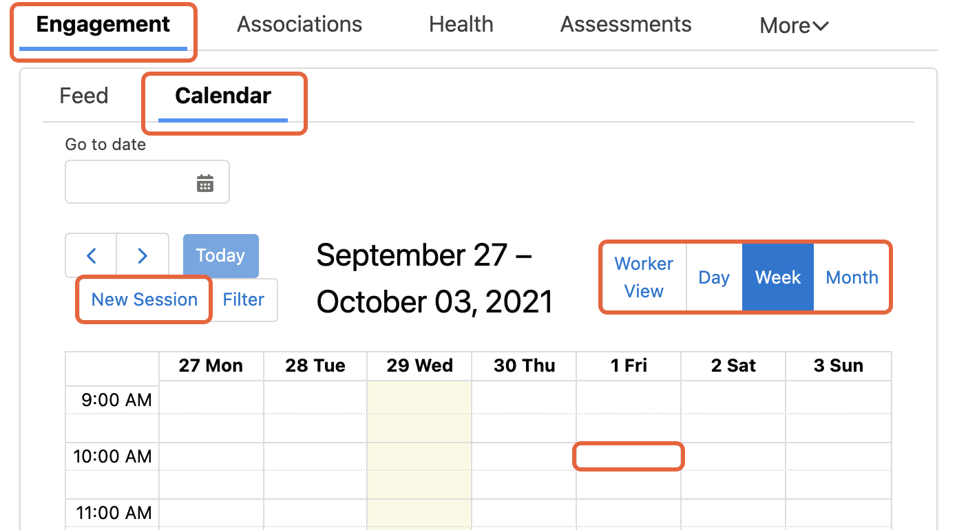 Calendar in week view