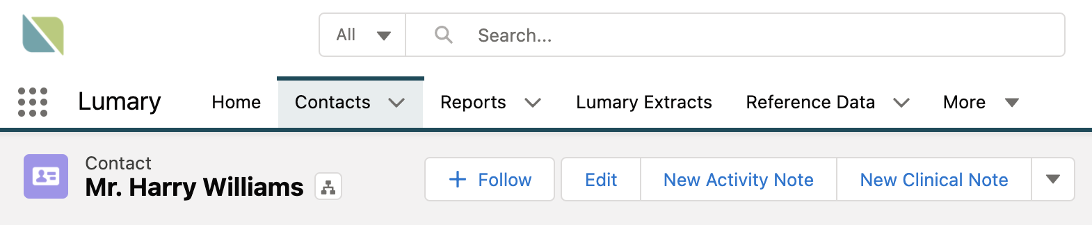 Client contact record search