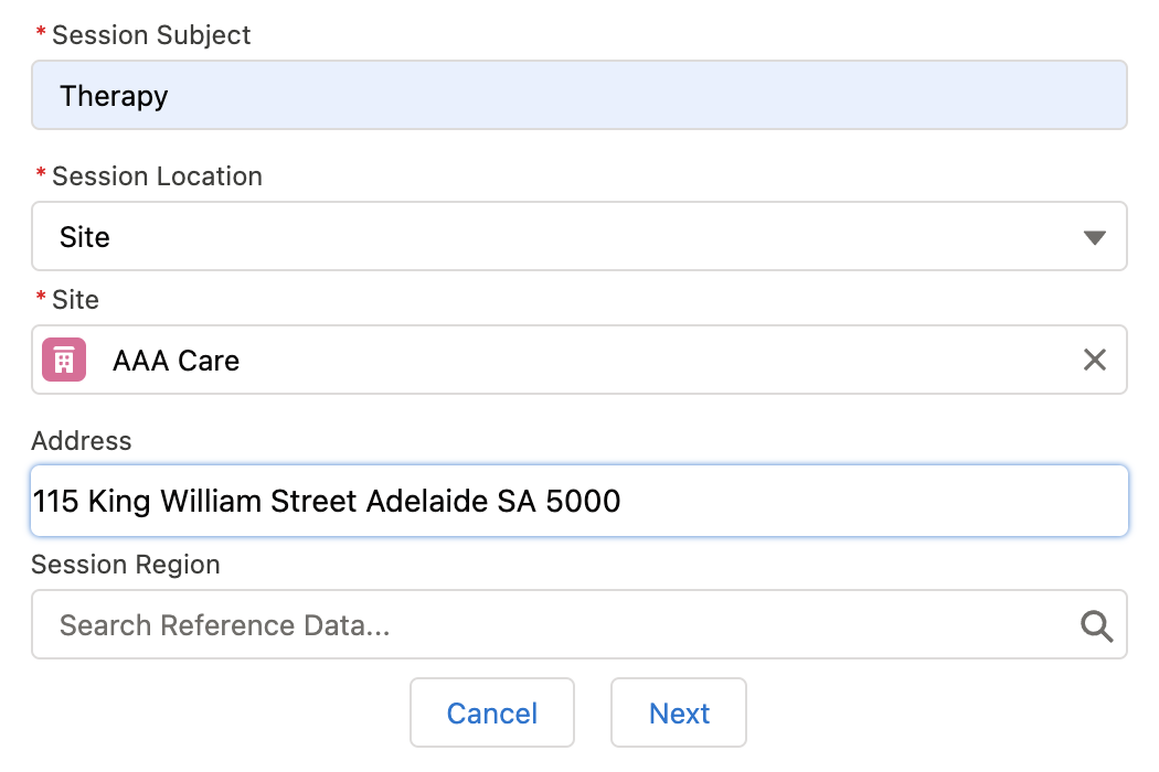Session subject and location
