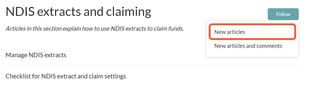 Follow new articles option