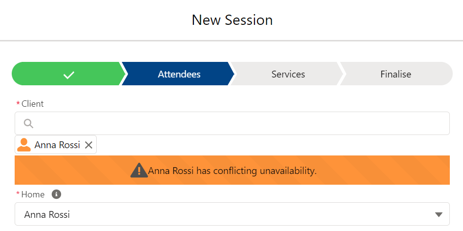 Client availability conflict warning