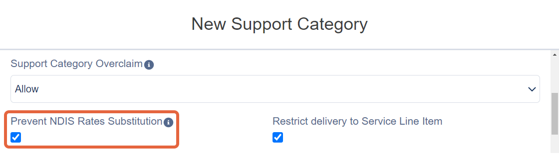 Prevent NDIS rates substitution on category checkbox
