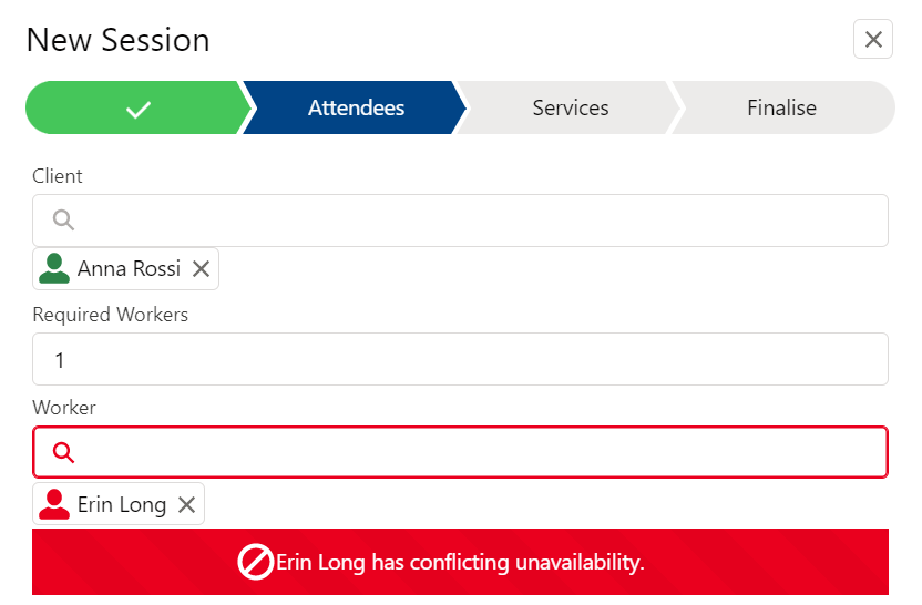 Worker availability conflict warning