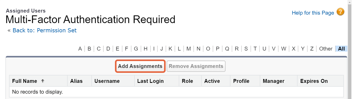 Add assignments button