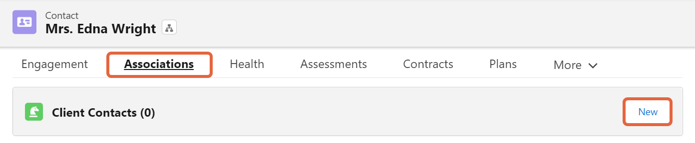 New client's contact button