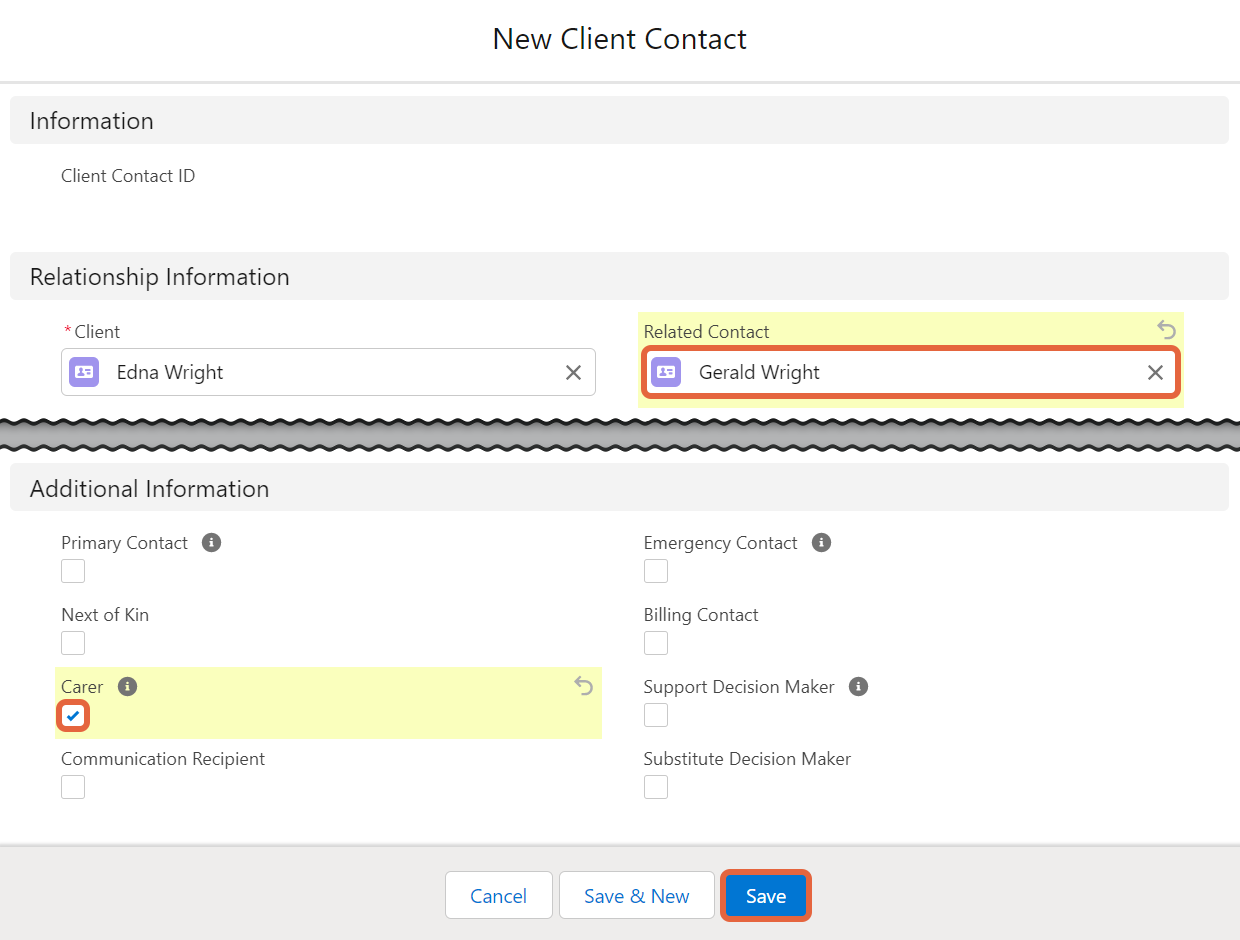 New client contact form