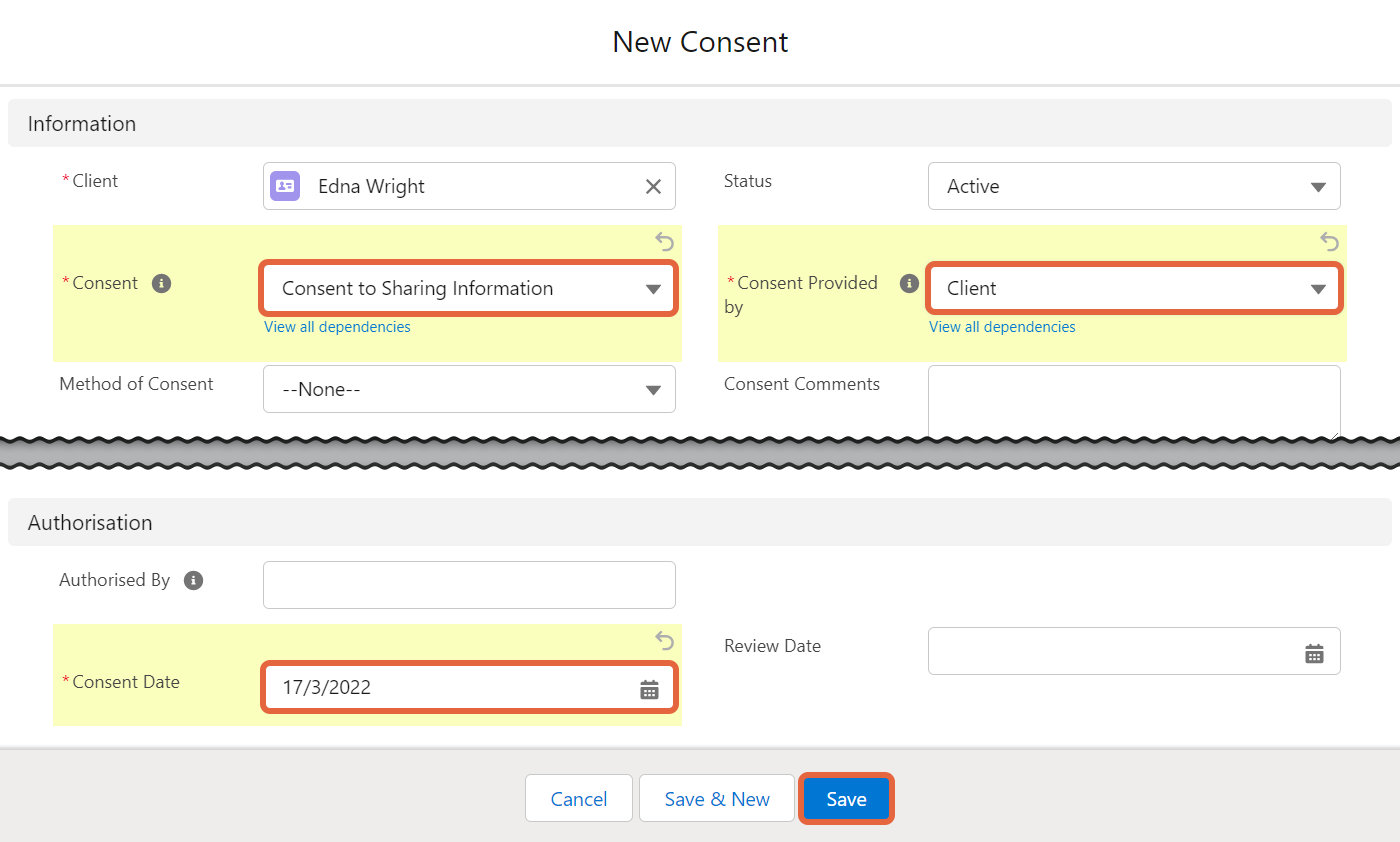 New consent form