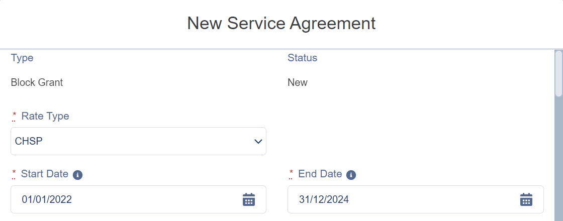 New service agreement form