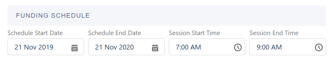 Funding schedule date and time