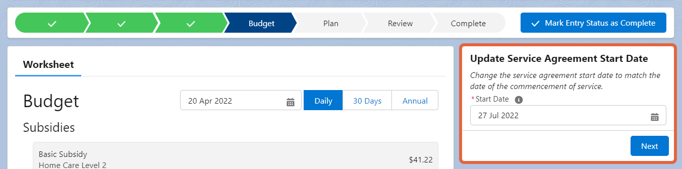 Update Service Agreement Start Date