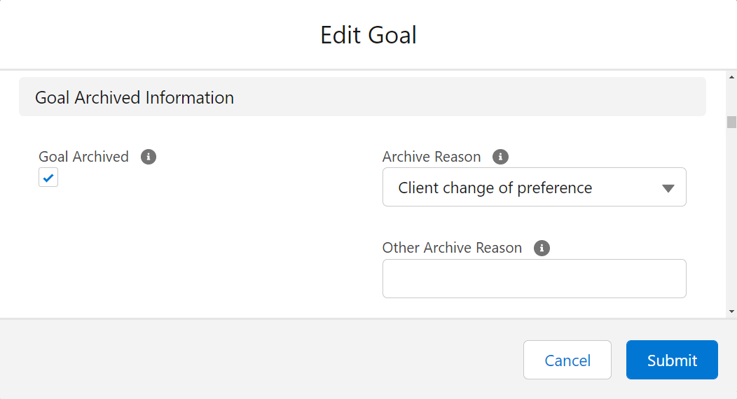 Edit goal form