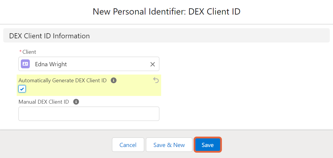 DEX Client ID form