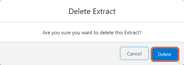 delete extract popup window