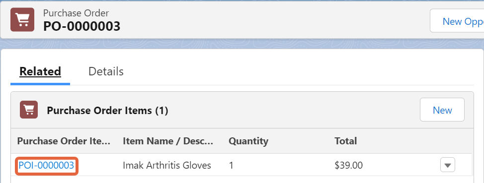 purchase order item number