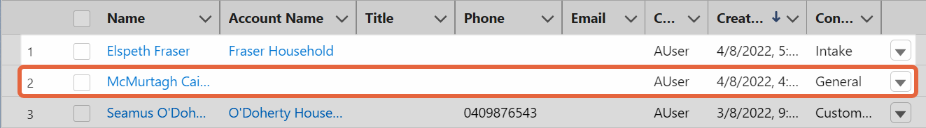 view of general contact record created