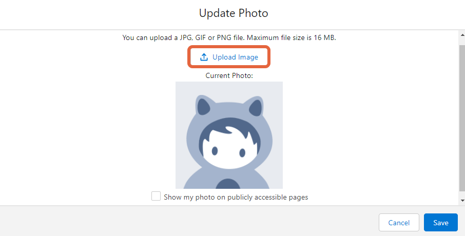 Upload image button