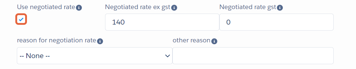 Negotiated rate fields