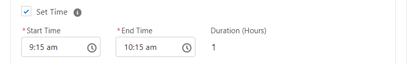 set time checkbox and duration field