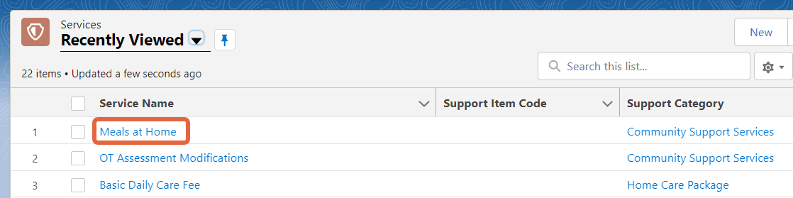 service name text link